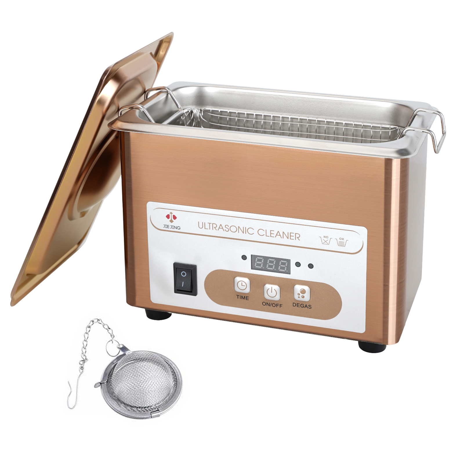 JIEJING 900mL 超音波洗浄機、60W 出力、40kHz ジュエリー、眼鏡、時計、小さな部品用超音波洗浄機