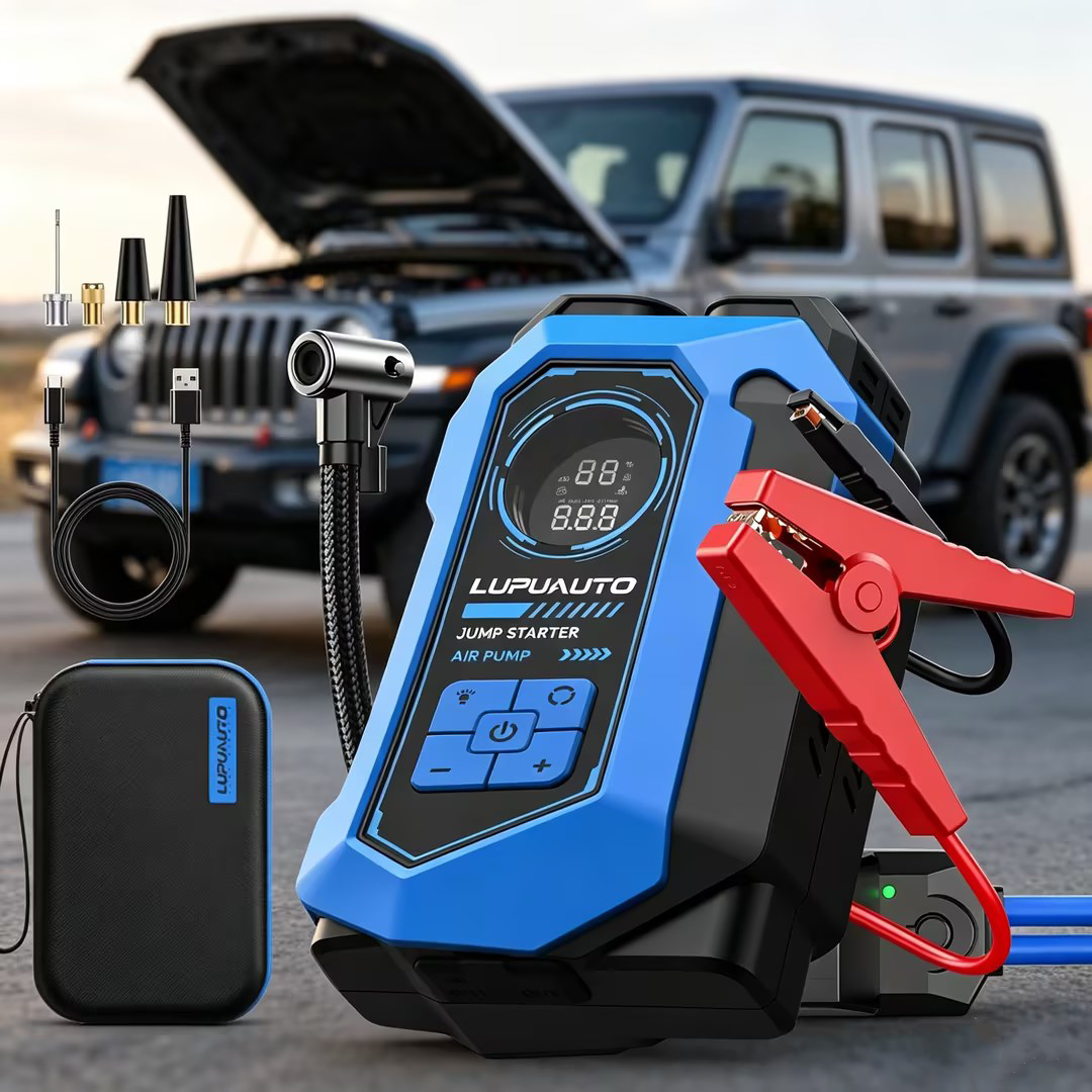 8000A 車ジャンプスターター エアコンプレッサー付き 160PSI オートポータブルカースターターバッテリーブースターパック (フルガソリン/10.0L ディーゼル)