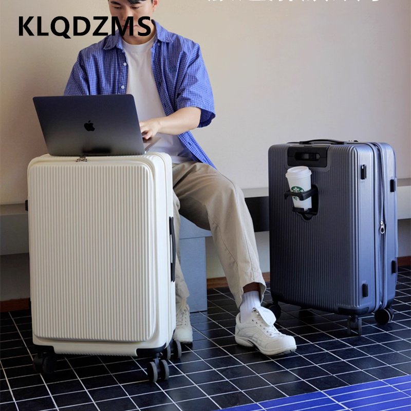 KLQDZMS 20 "22" 24 "26" 28 インチ旅行荷物 ABS PC 搭乗ケース拡張可能なフロントオープニングラップトップトロリーケースキャビンスーツケース