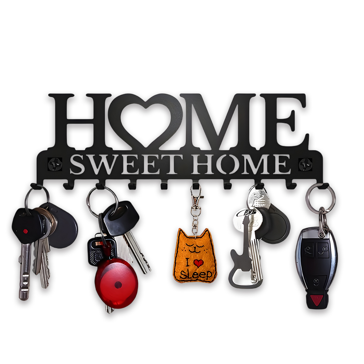 1pc Black Metal Keys Holder Wall Mount Key Holder Sweet Home Design Style Key Rack for Key Hanger with 10 Hooks