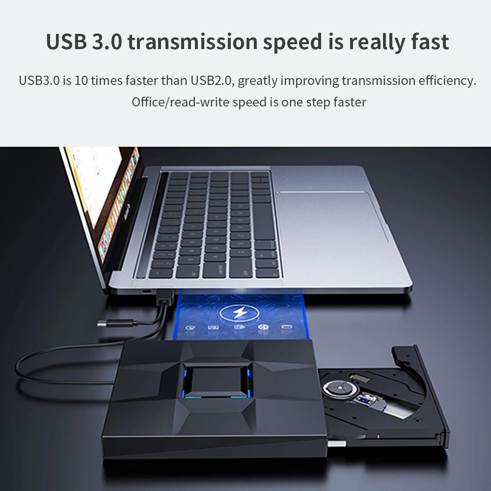 TISHRIC ブルーレイ外部 CD および DVD プレーヤーバーナーライターリーダータイプ C/USB3.0 外部 DVD ドライブ DVD/CD-RW ラップトップデスクトップ用