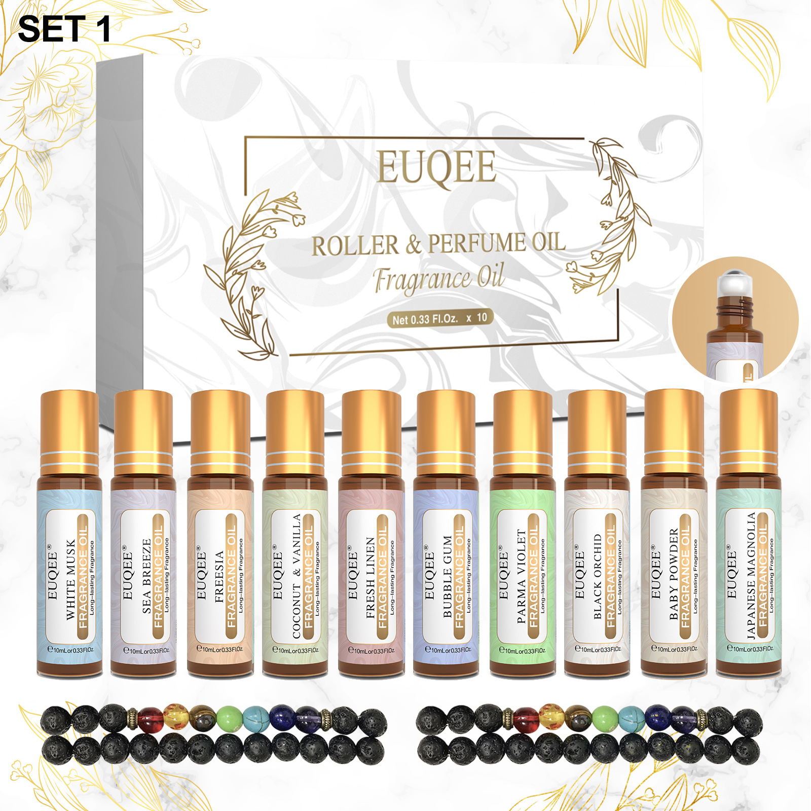 EUQEE 10 個フレグランスオイルセット加湿器ディフューザー車芳香剤ホワイトムスクココナッツ