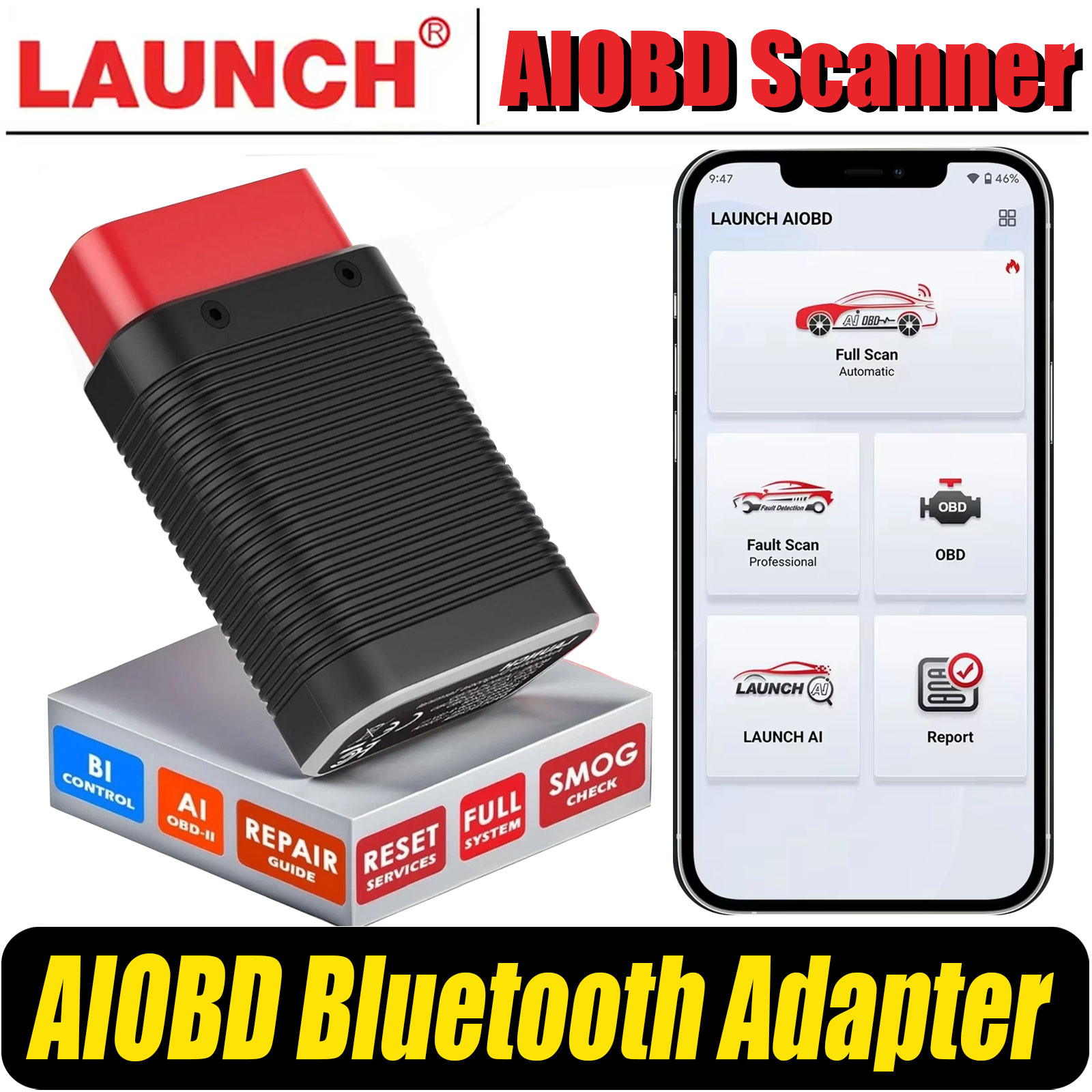 LAUNCH X431 AIOBD Bluetooth 診断スキャナーフル OBD2 機能診断ツールは Android IOS で動作自動車用 OBD2 スキャナー
