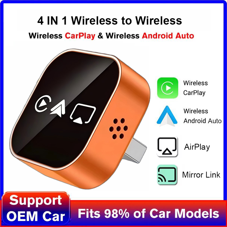 2026 アップグレード 4 In1 有線ワイヤレス CarPlay Android 自動 AirPlay ミラーリンク安定した Bluetooth アダプタアウディベンツトヨタ VW