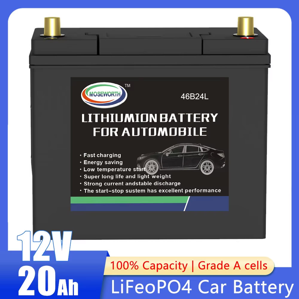 46B24L/R LiFePO4 エンジンバッテリー 12V BMS ボードカースターターバッテリーリチウムリン酸鉄電池ライター Batteria パック