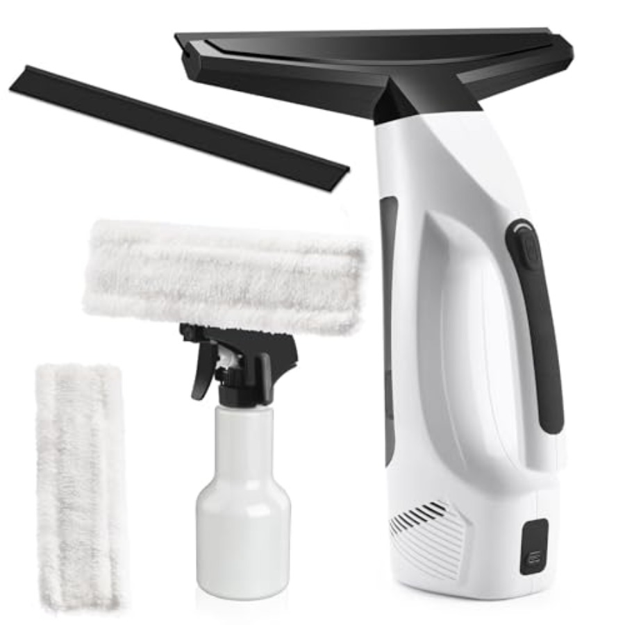 窓用掃除機スクイジー コードレス、多目的スプレーボトル付きハンドヘルド窓用掃除機 マイクロファイバークロス、電動クリーニングツール f