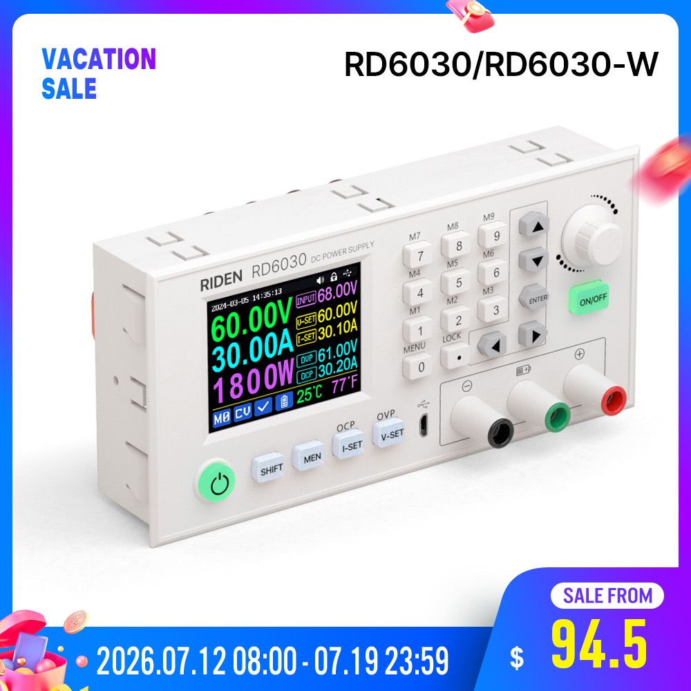 RD RD6030 RD6030W 60V 30A DC 調整可能 降圧型ベンチレギュレータ電源 バックコンバータ バッテリー充電＆1500W PSU