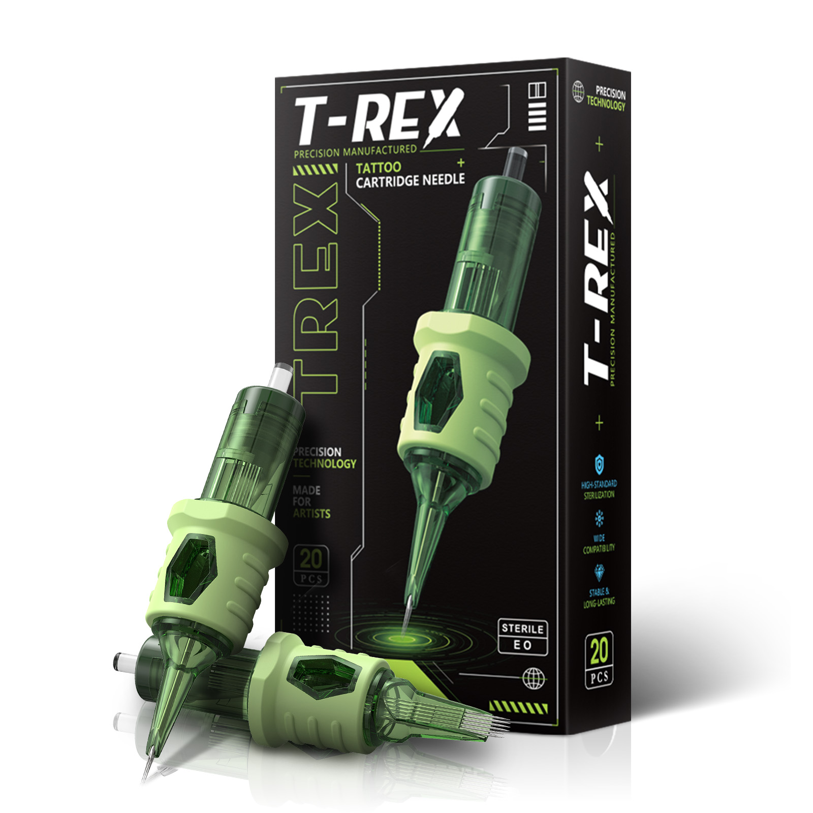 T-Rex 20 個タトゥーニードルカートリッジ RL RS RM 逆流防止膜滅菌済み使い捨てロータリータトゥーペンマシン用