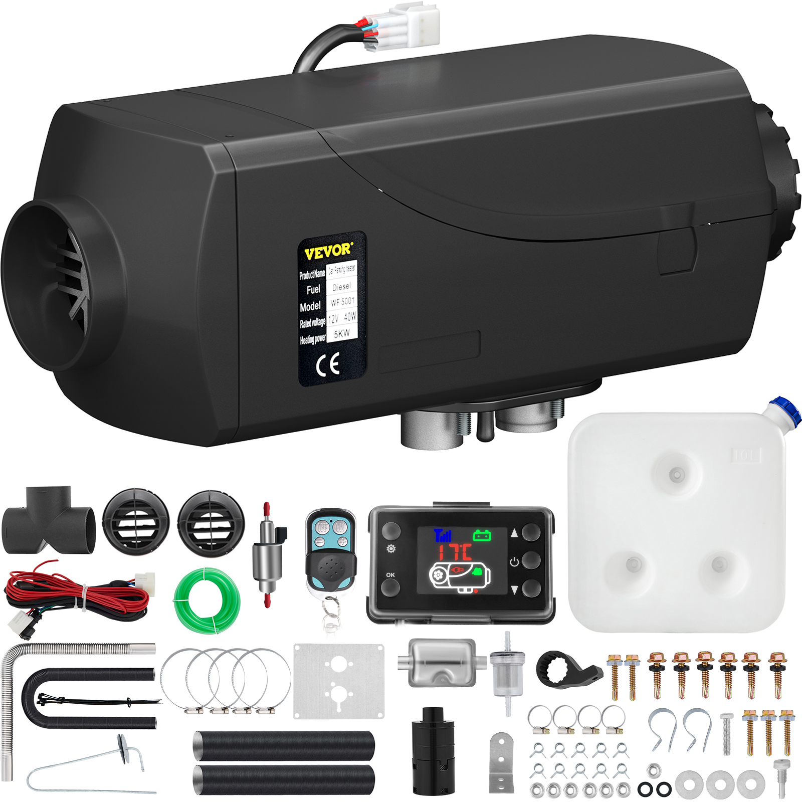 SucceBuy 5KW ディーゼル エア ヒーター 12V ディーゼル パーキング ヒーター LCD スイッチ ディーゼル ヒーター 低ノイズ RV トレーラー トラック ボート バンに適合