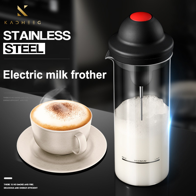 ポータブル電動ミルク泡立て器半自動ステンレス鋼ミキシングヘッドコーヒースターラー 400 ミリリットル家庭用ミルク泡立て器