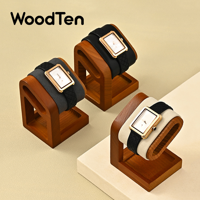 WoodTen 無垢材時計ディスプレイスタンドベース時計ネックレスブレスレットオーガナイザーラックバングルシュシュヘッドバンドショーケーススタンド