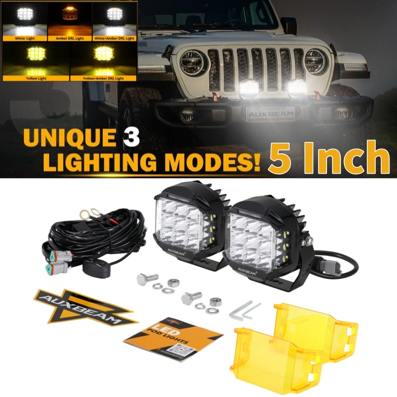 5 インチ 168 ワット LED ドライビングライトスクエア/ラウンドポッドライトアンバー DRL スポットライト付きトラックピックアップ ATV UTV SUV
