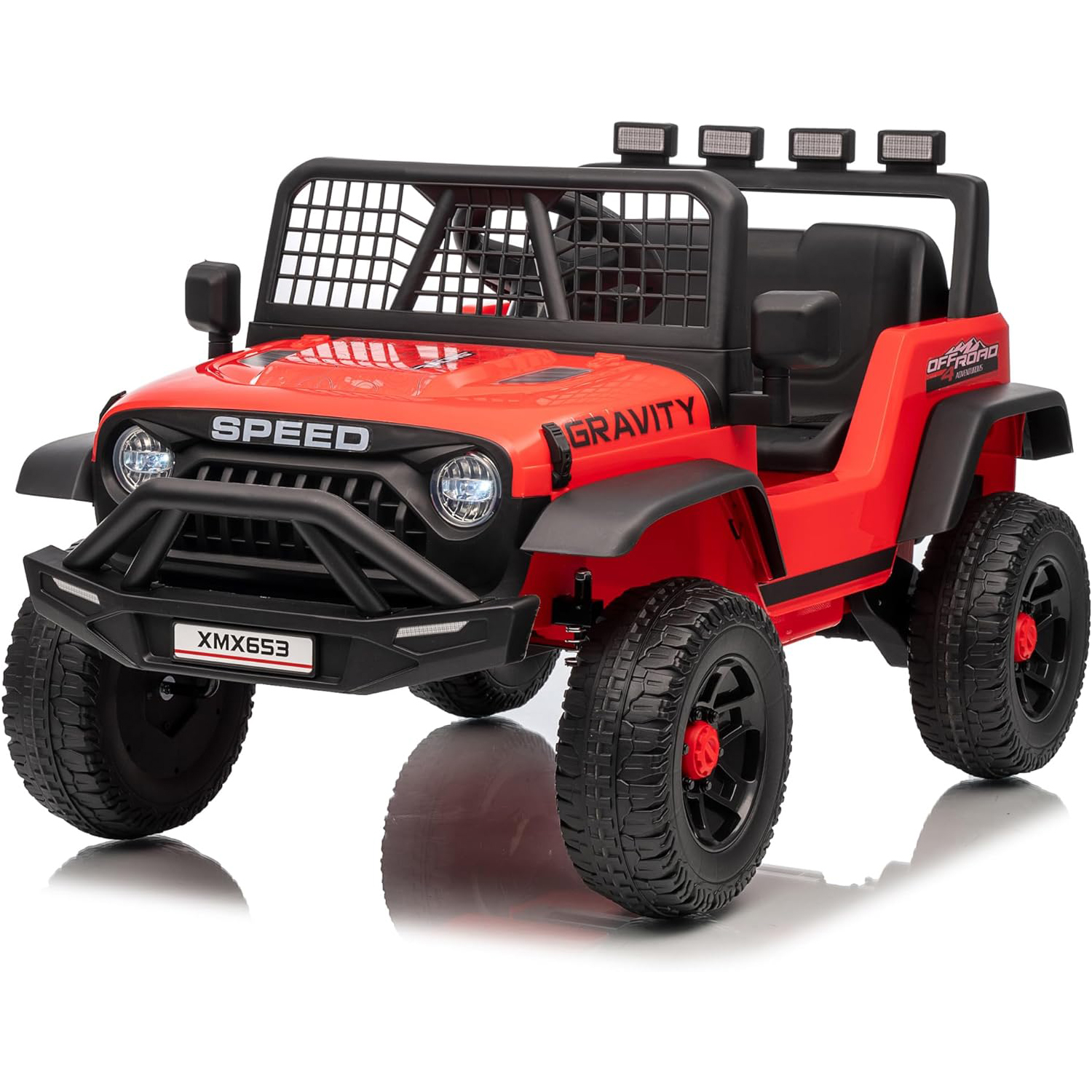 12V キッズライドオントラックカー、親用リモコン付き、3スピード、緊急ブレーキ、LEDライト、音楽