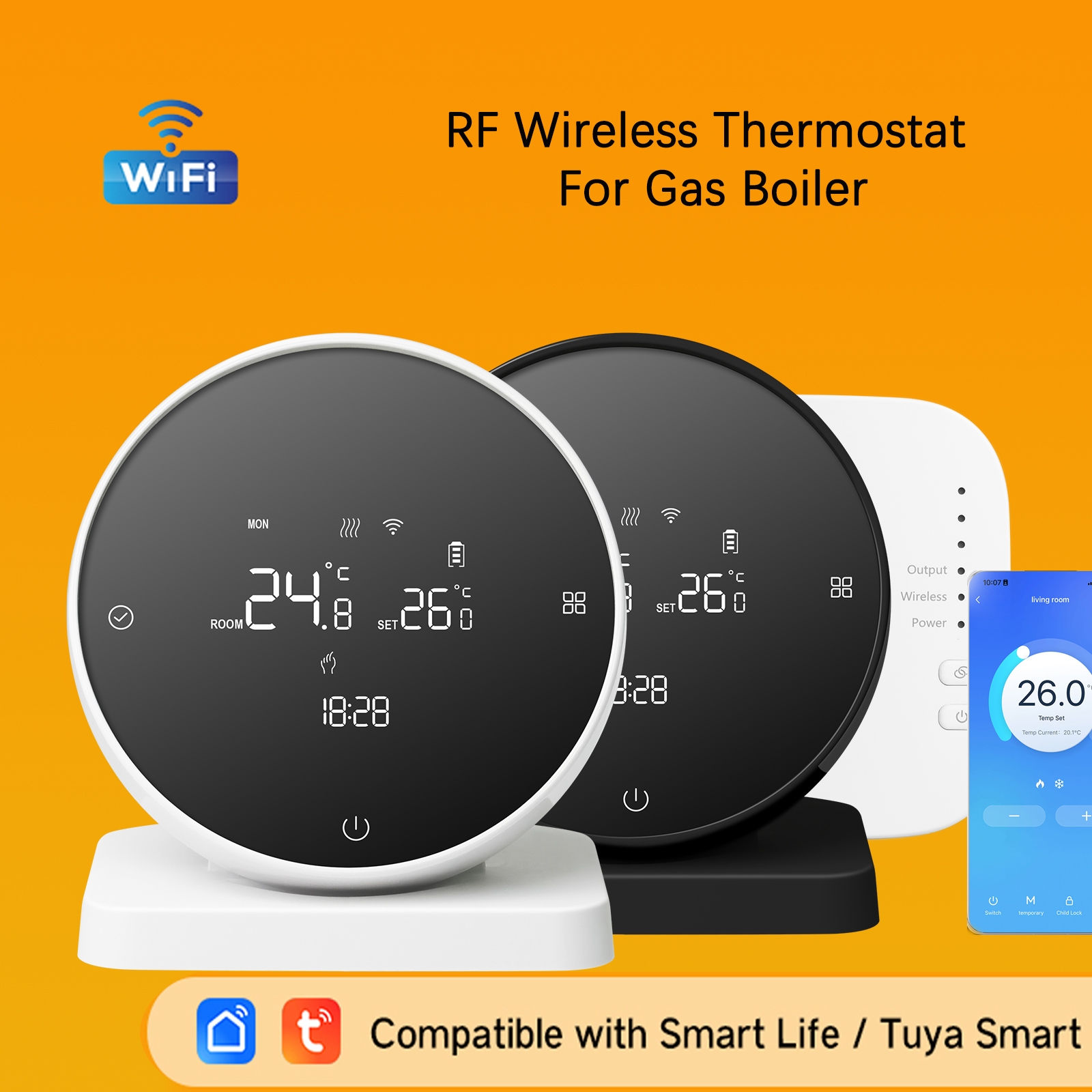RF ワイヤレスサーモスタットガスボイラーバッテリー制御プログラマブル WiFi サーモスタット水床 Google ホーム Alexa アリスと連携