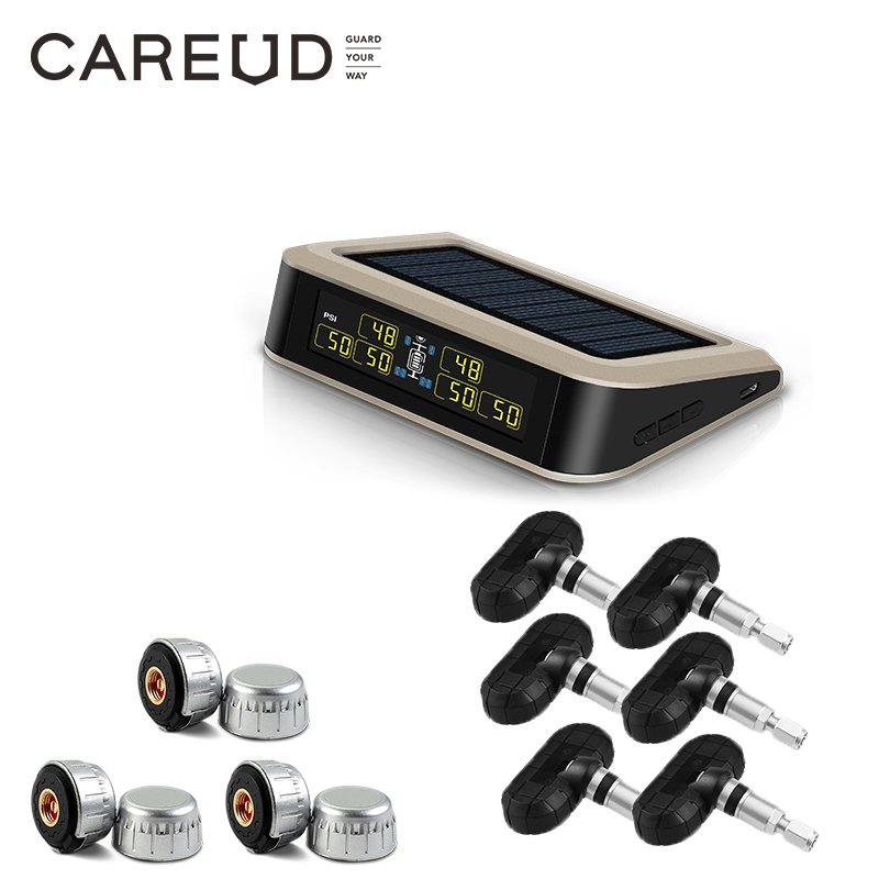 CAREUD ソーラーバス RV トラック TPMS ワイヤレスタイヤ空気圧監視システム 6 つの外部/内部センサー付き最大 199 PSI