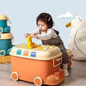 かわいい猫の大型収納ボックス、ゴミ箱、子供用おもちゃ収納ボックス、車輪と蓋付き