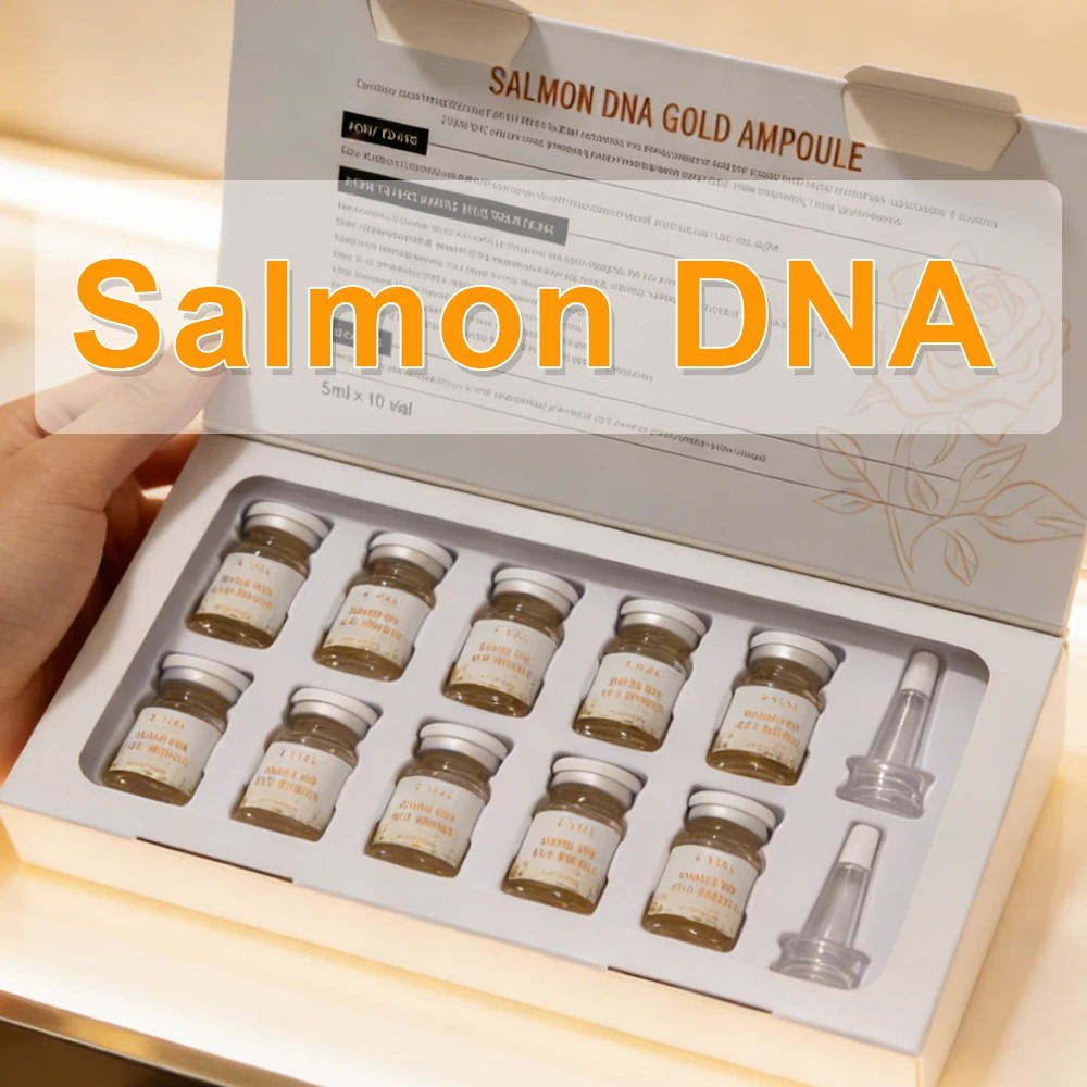 顔サーモン DNA ゴールドアンプルスキンブースター血清キットブライトニング美白保湿若返りケア肌