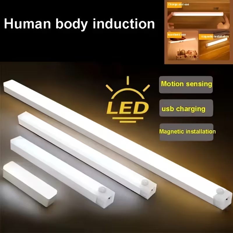 モーションセンサー LED バーライト誘導ナイトライト充電式 5V ポータブルコードレス磁気キャビネットランプキッチンベッドサイド用