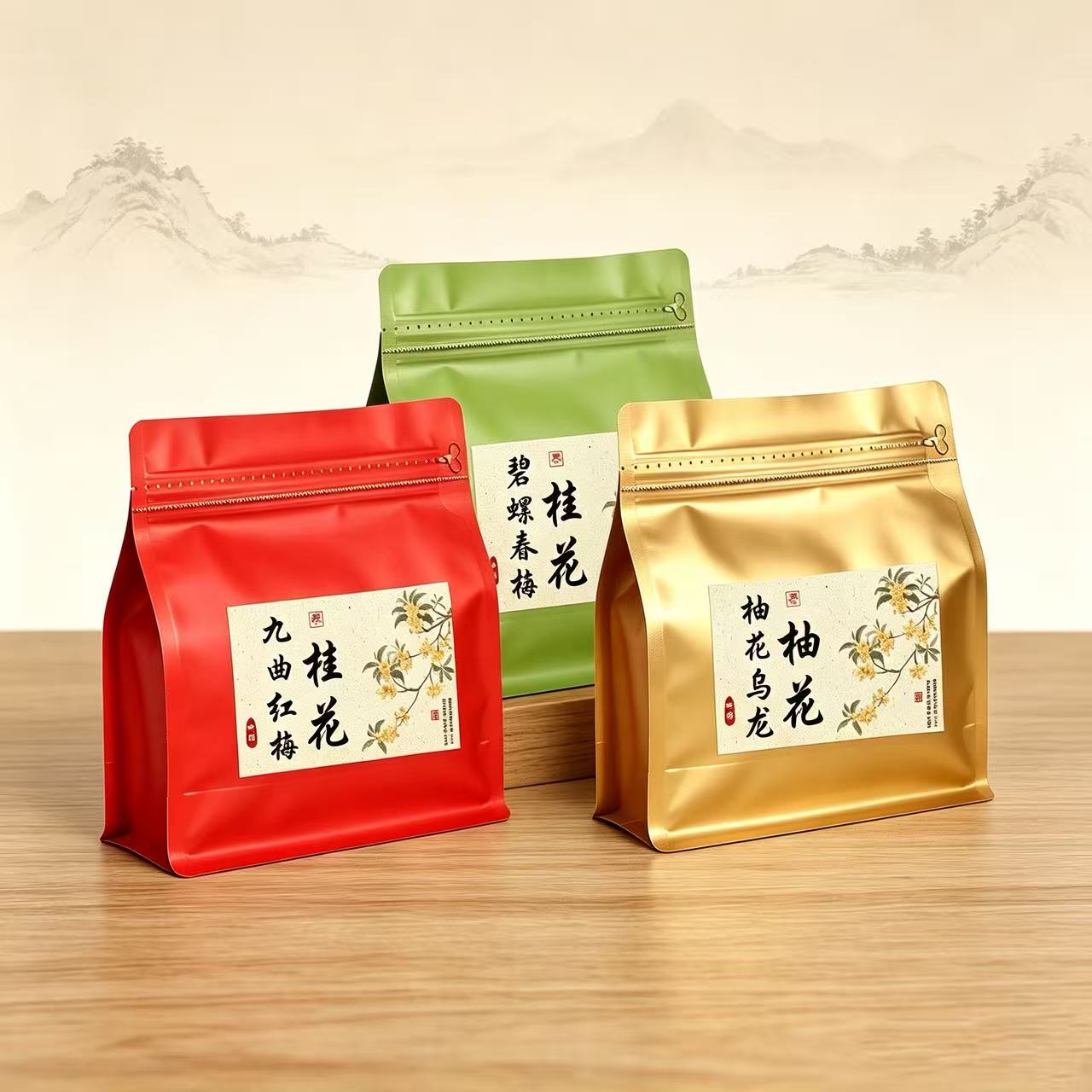高品質プレミアム花香り茶ジャスミン茶アルミ箔袋緑黒ウーロン茶 125 グラム 250 グラム包装袋カスタム