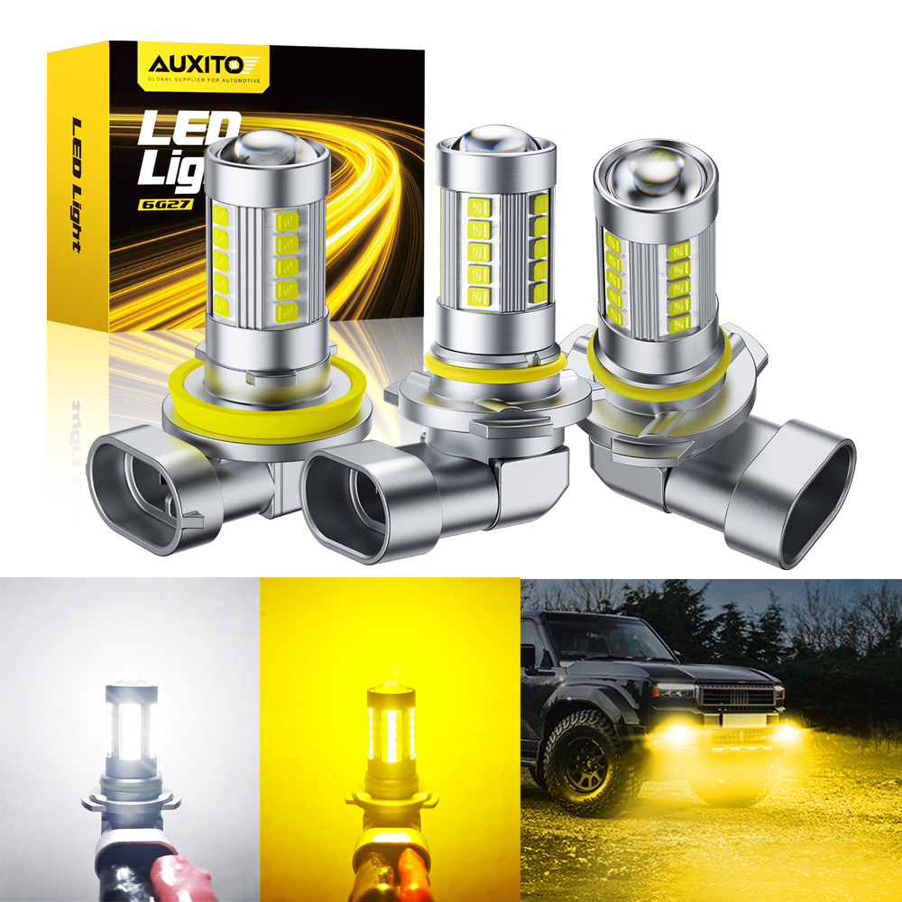 AUXITO 2 個スポットライト H8 H11 LED 電球 9006 HB4 H10 LED フォグランププロジェクターレンズ電球キット黄白 1:1 ミニサイズ車のライト 12V