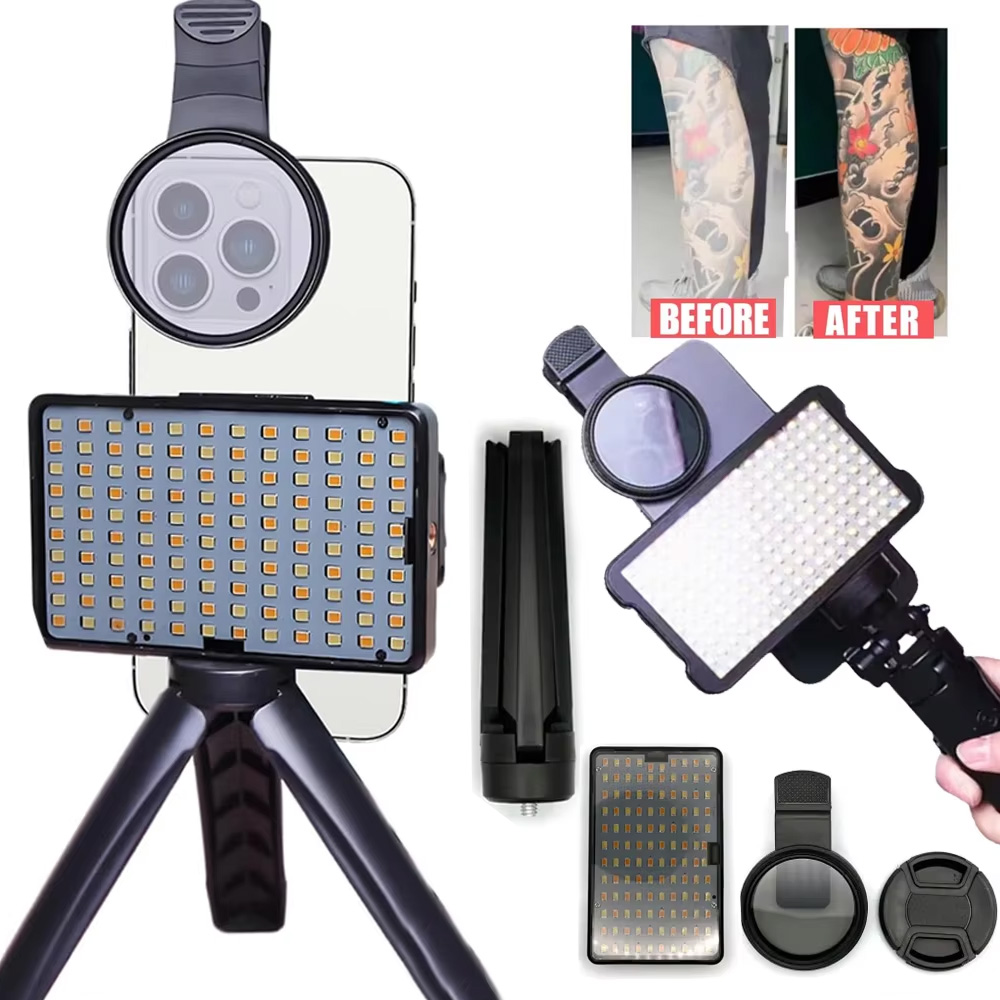 120 LED 52 ミリメートル Cpl 携帯電話レンズ円偏光フィルタータトゥー写真撮影ライトでタトゥーの反射補助光を軽減