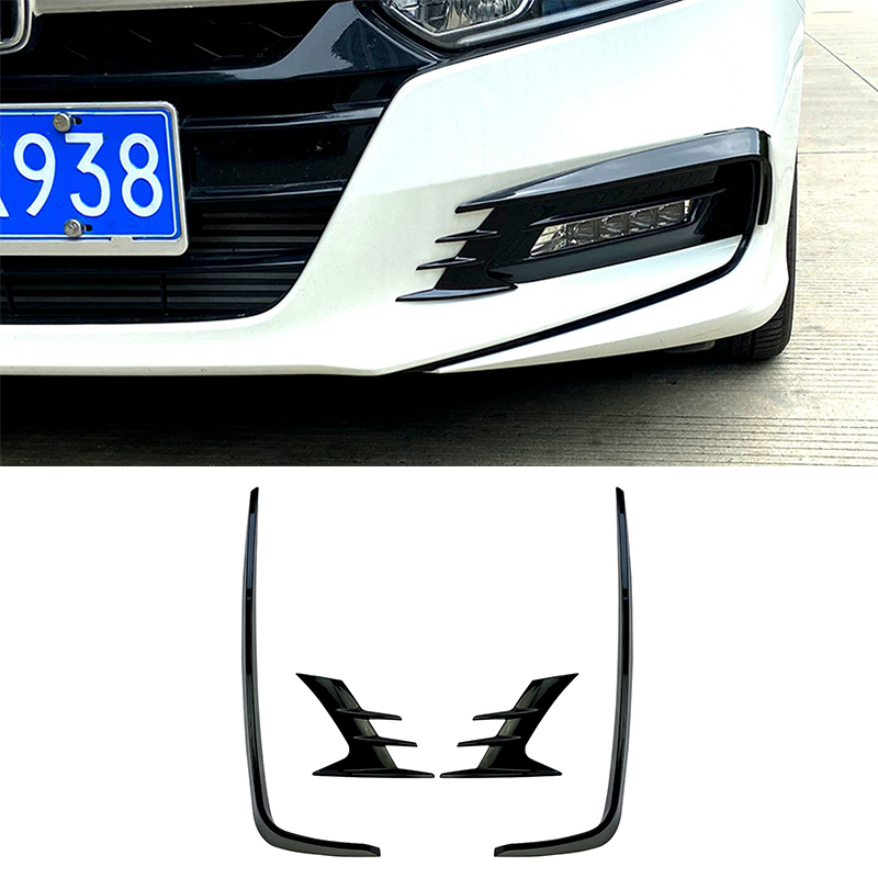 ホンダアコード 10th 2018 2019 2020 2021 フロントバンパースプリッターフォグランプグリルスポイラーカバーエアベント風ナイフボディキット