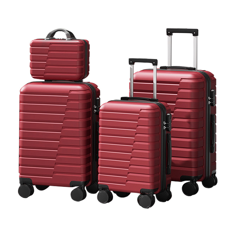 大容量 荷物 4 個セット 14/20/24/28 インチ軽量スーツケース ロックジッパー付き ABS PC 荷物搭乗ケース