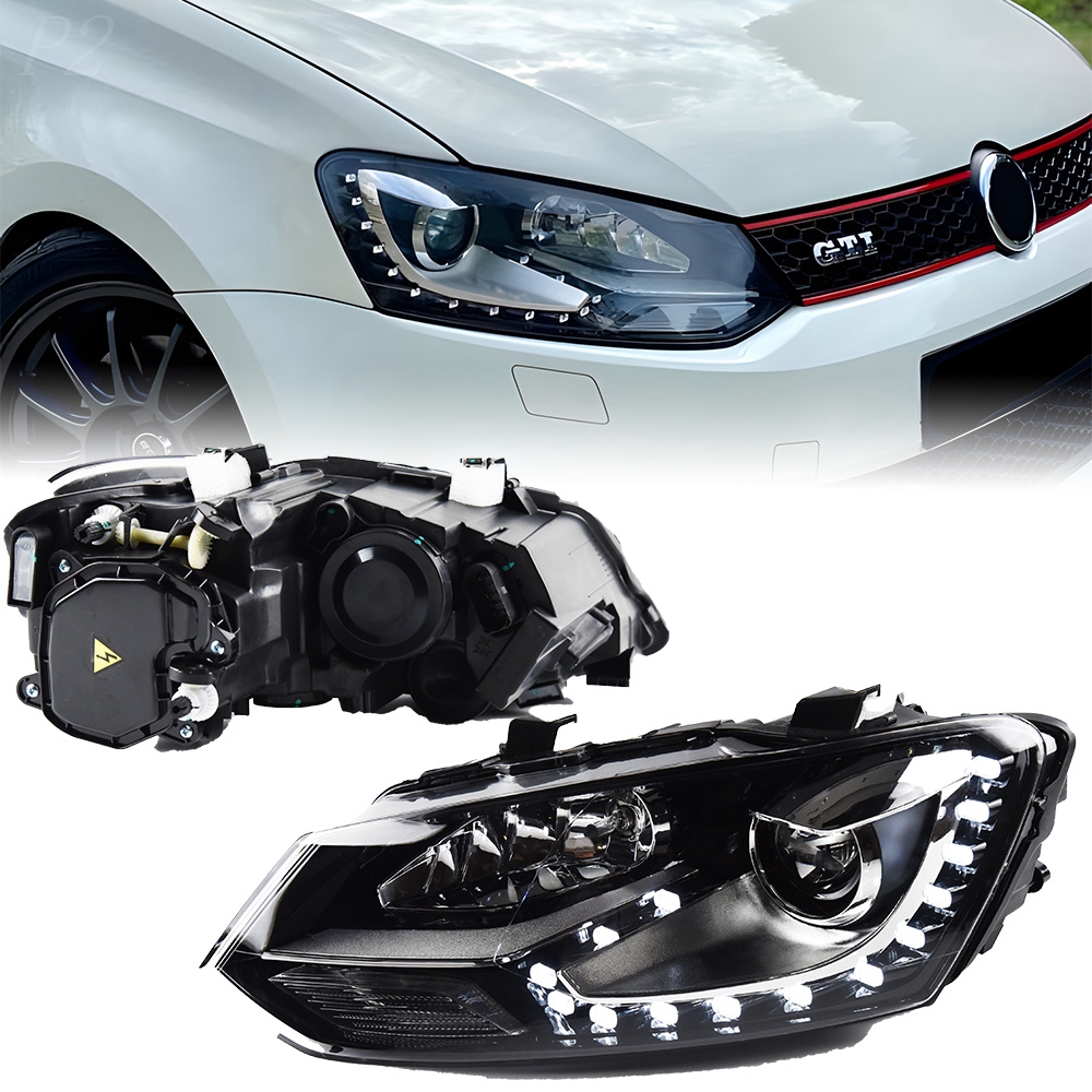 Headlight for VW Polo TSI 2011-2018 Car LED DRL Hella автомобильные товары Hid H7 Vento Polo GTI Car Accessories