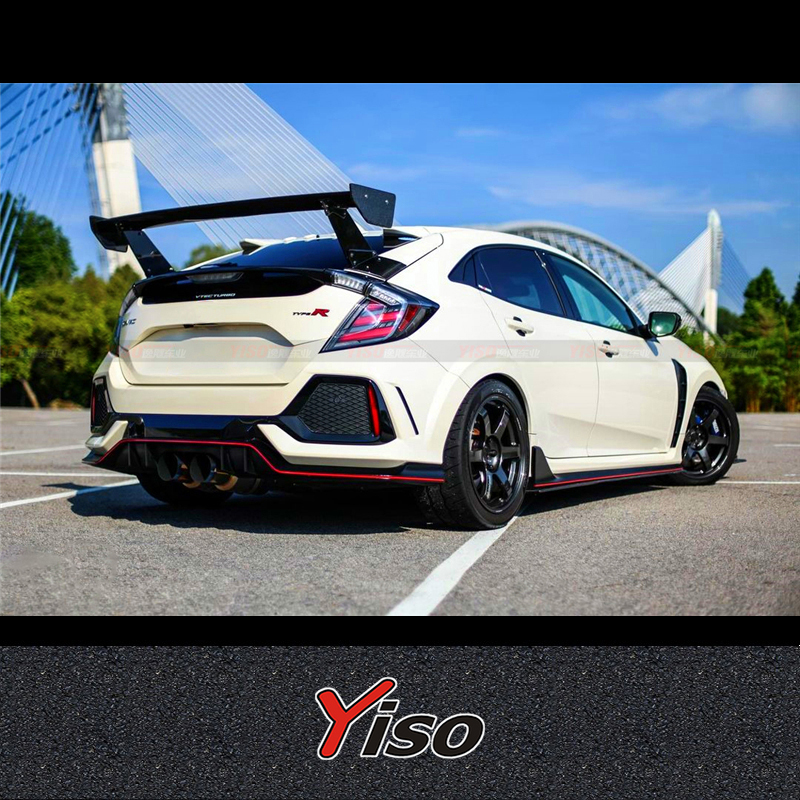シビック TypeR FK8 FK7 ハッチバック Varis-styl ガラス GT スポイラー ボディキット FK8 タイプ R FRP リア Varis カーボンファイバースポイラーに適しています。