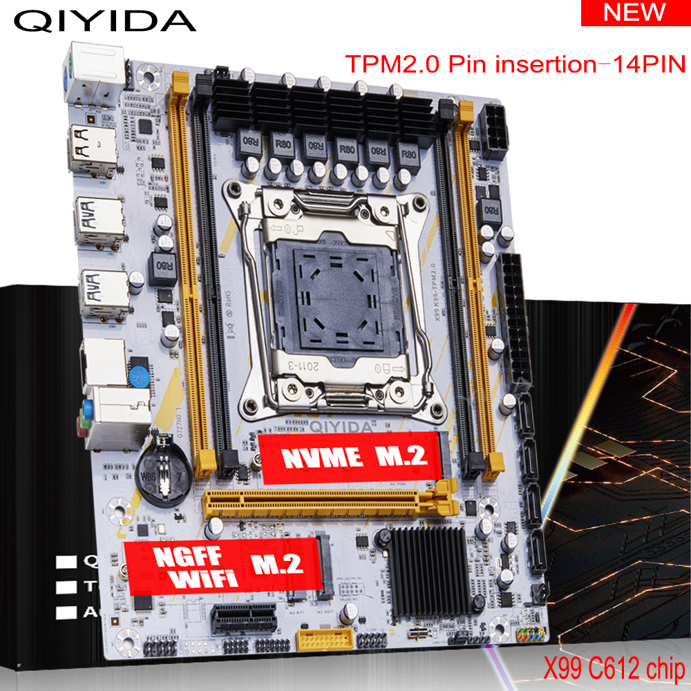 QIYIDA X99 マザーボード LGA2011-3 スロット SATA3.0 USB3.0 NVME M.2 NGFF WIFI サポート DDR4 メモリと Xeon E5 V3 V4 プロセッサ TPM14PIN