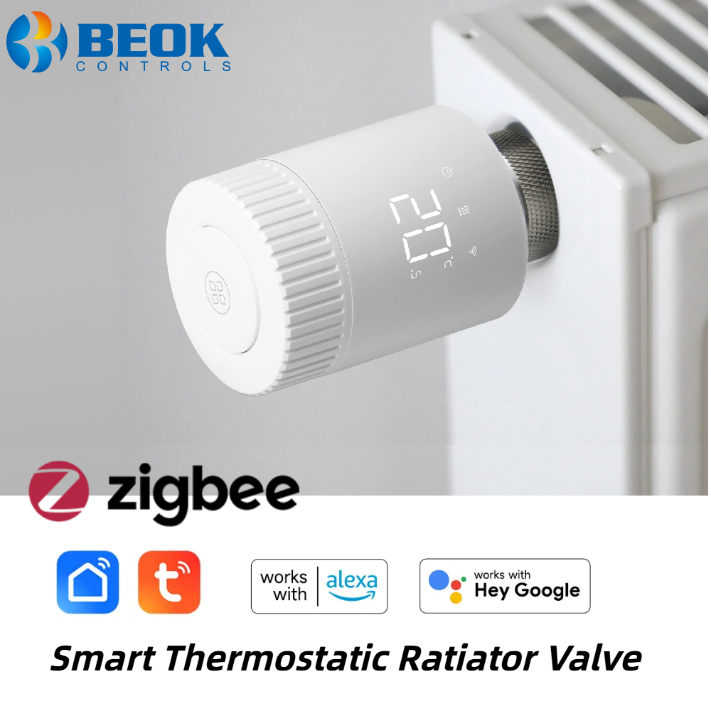 Beok Tuya Zigbee TRV サーモスタット ラジエーター アクチュエーター バルブ スマート サーモスタット リモコン、サポート アリス Alexa Google ホーム