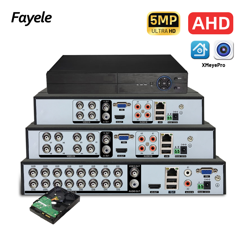 5MP 4CH 8CH AHD DVR HVR 5MN 16CH 6in1 TVI CVI 1080P デジタルオーディオビデオレコーダー XVR HDD アナログ CCTV セキュリティカメラシステム