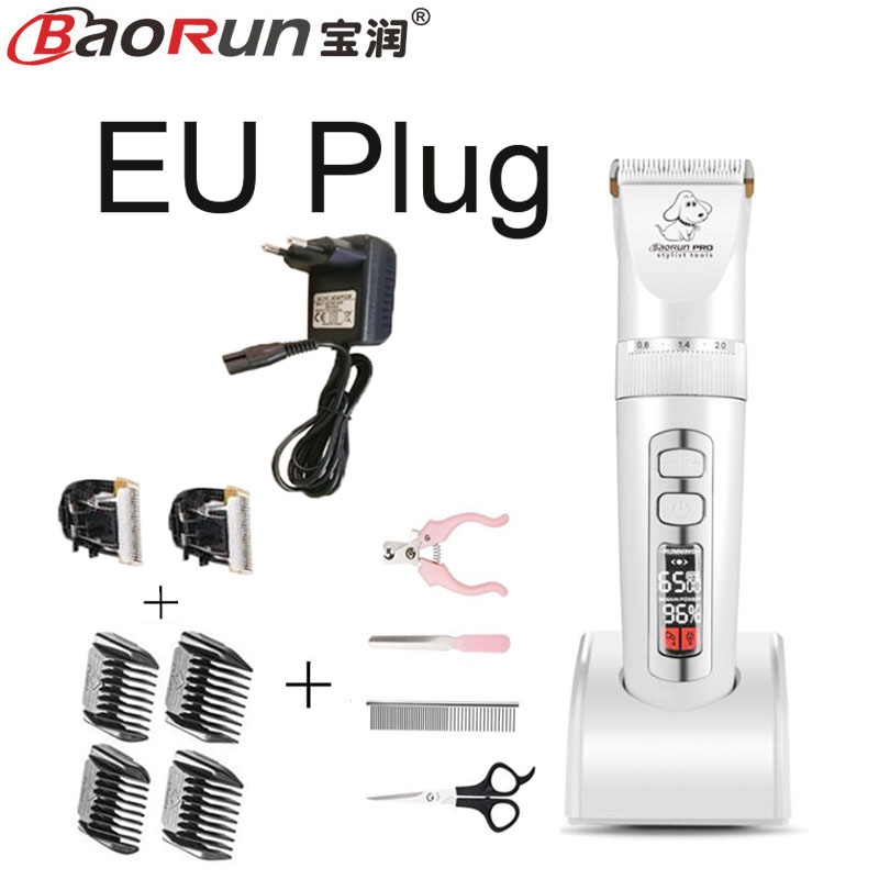 EU プラグ Baorun P9 充電式ペット犬動物シェーバーヘアカッタートリマー電気グルーミングクリッパー低ノイズ猫散髪