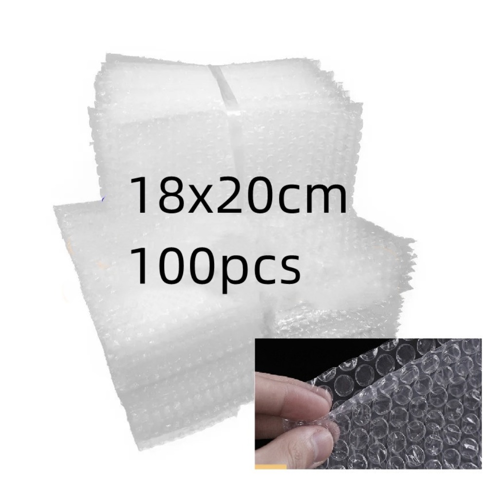 100枚入り 18x20cm バブルメール封筒 包装用 白 梱包袋 透明 耐衝撃 包装用郵送袋 卸売
