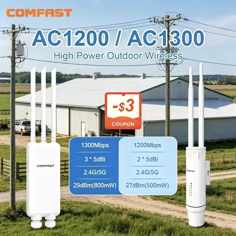 COMFAST AC1200 ハイパワー屋外 WiFi AP デュアルバンド 2.4 グラム 5 グラム長距離リピータ IP66 防水農場田舎の庭の屋根用