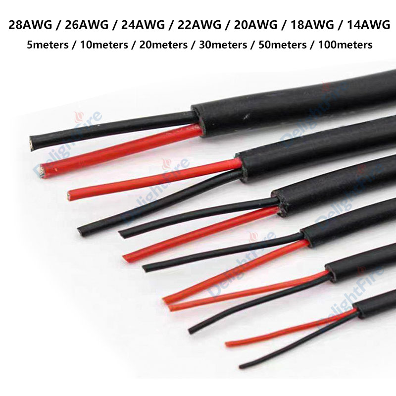 2 コアワイヤー 28 26 24 20 18 16 14 22AWG シースケーブル柔軟な絶縁 12V LED ケーブル LED ストリップライトスピーカーオーディオ
