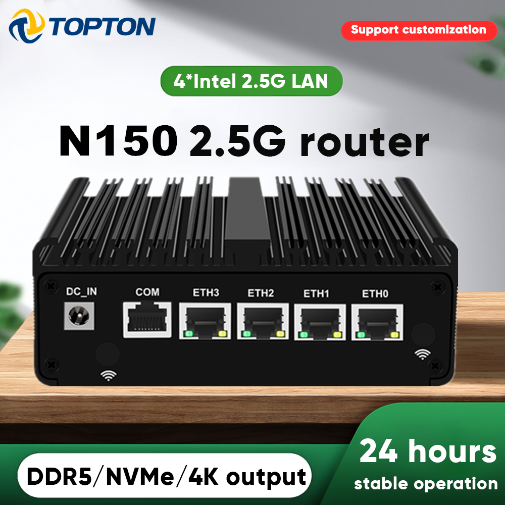 Topton Intel N150 ファイアウォール PC コンピュータ J6412 J5005 7305 ソフトルーター 4x 2.5G i226 LAN 産業用ファンレスミニ PC pfSense OPNsense