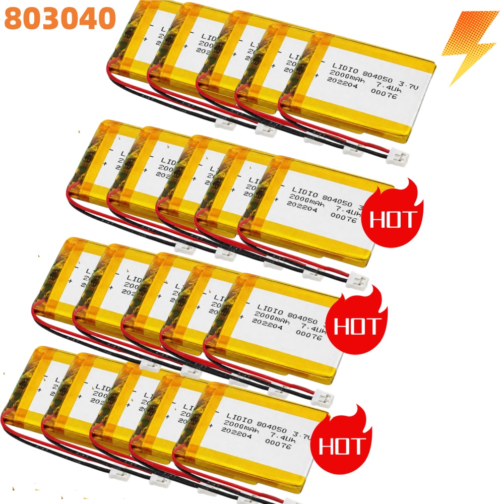#2000mAh 804050 Lipo Battery 3.7V Li-Polymer Lithium Ion Batteries for Massager Medical Equipment Car Air Filter Loudspeaker