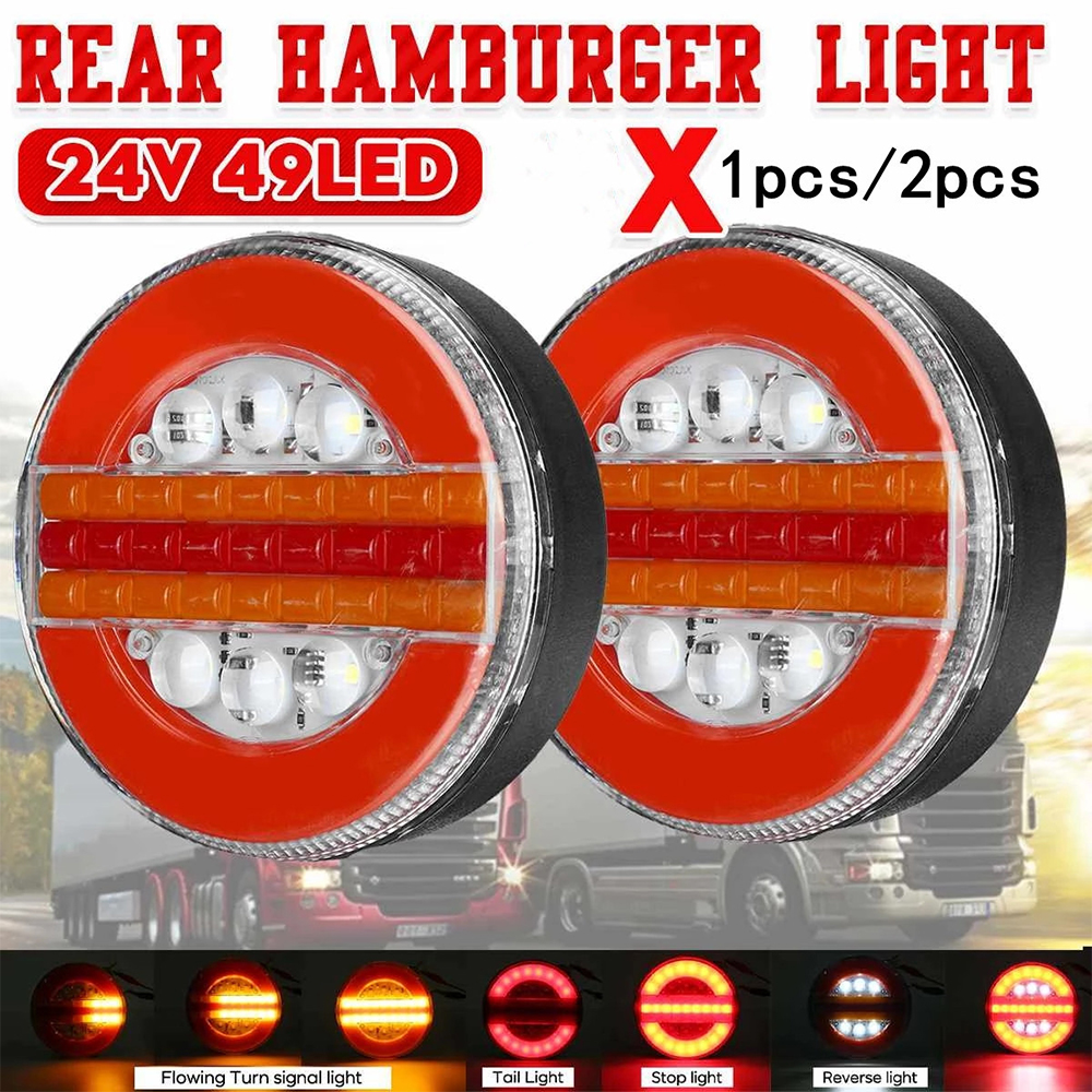 12-24V ラウンド LED テールライトトレーラートラックリアライトブレーキランプ車ボートバスバンキャラバンダイナミックフローターンシグナルライト