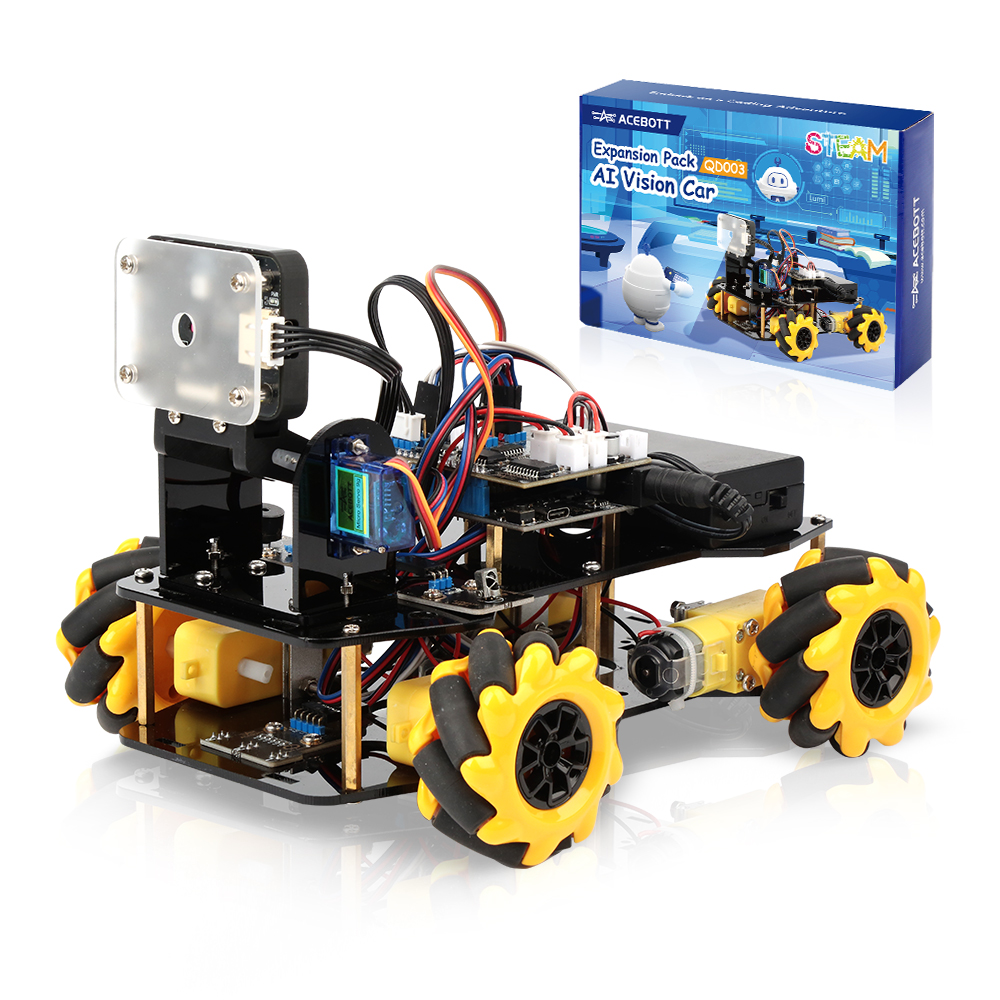 ACEBOTT AI ロボット カー キット、Arduino スマート ロボティクス プログラミング キット用のリアルタイム物体検出および追跡機能付き