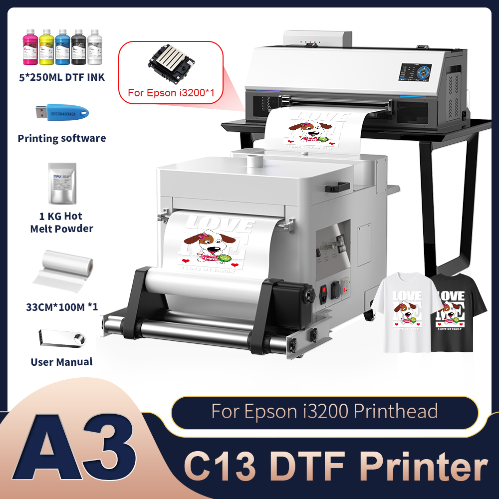 A3 DTFプリンター I3200 A3 DTFプリンターマシン XP600 ダイレクトフィルムプリンター A3 DTFプリンター（シャツ、パーカー、あらゆる生地用）