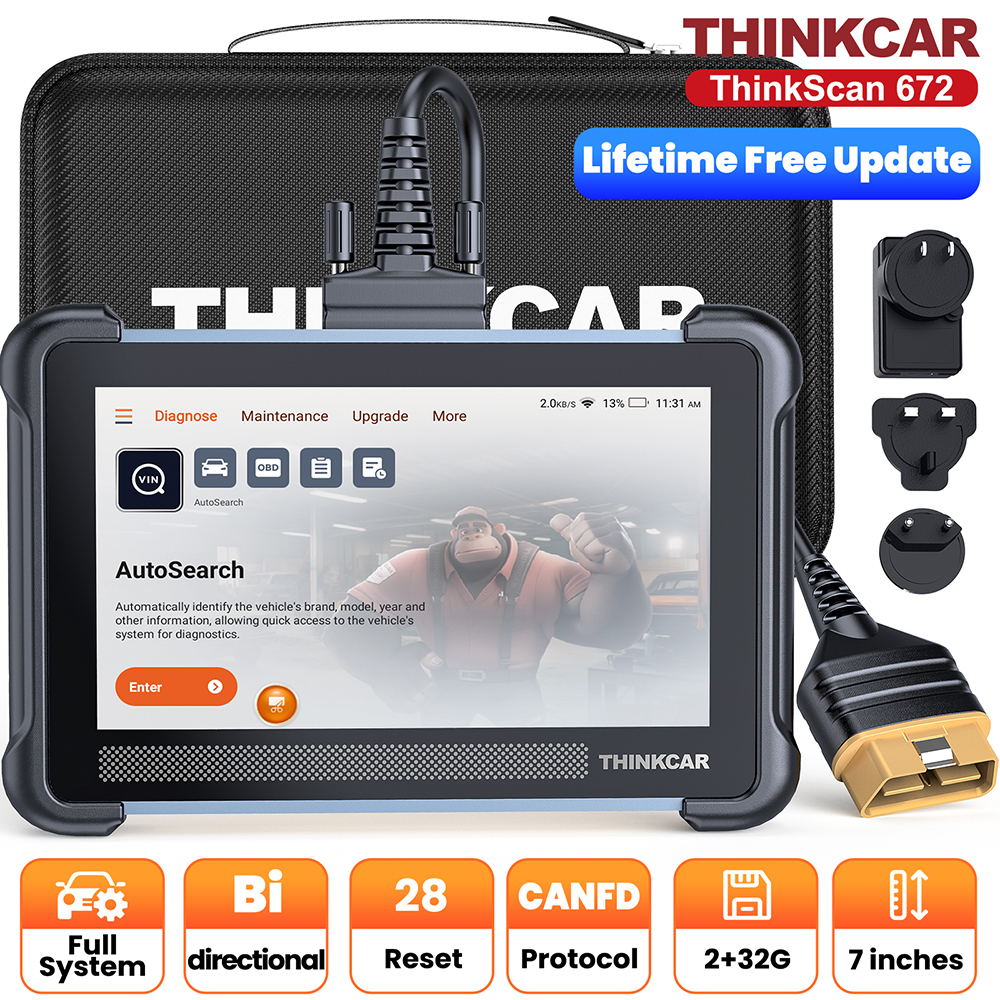 THINKCAR THINKSCAN 672 プロフェッショナル車診断ツール CANFD 双方向 28 リセット IMMO フルシステム無料自動 Obd2 スキャナー