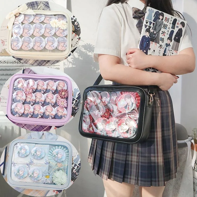 日本の女子高生クロスボディバッグ PU JK ハンドバッグ透明 Itabag 女性新しい Ita バッグレザーショルダーバッグボルソ