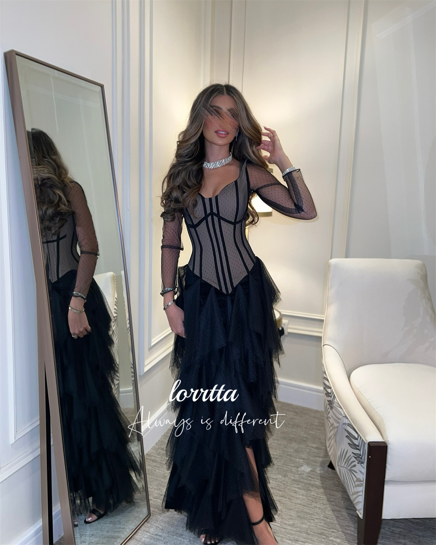 Customized Party Dress Evening Puffy Skirt Long Sleeves Robe De Soiree Femmes Cocktail Dresses for Special Occasions فساتين سهرة