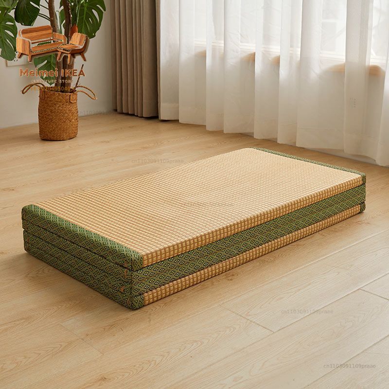 日本畳フロアマット折りたたみココナッツファイバーマットレス睡眠用ポータブル布団寮用通気性