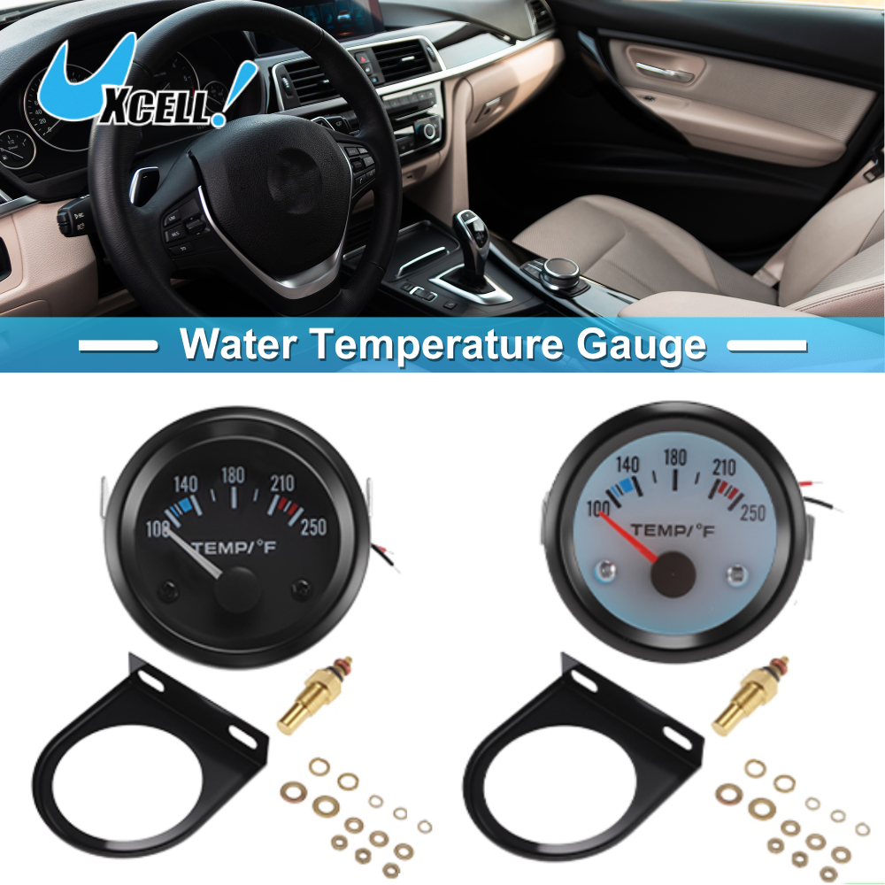 uxcell 52 ミリメートルポインター水温計 100-250℉ 水温センサー付きホワイトバックライト 12V 車ボートトラック用