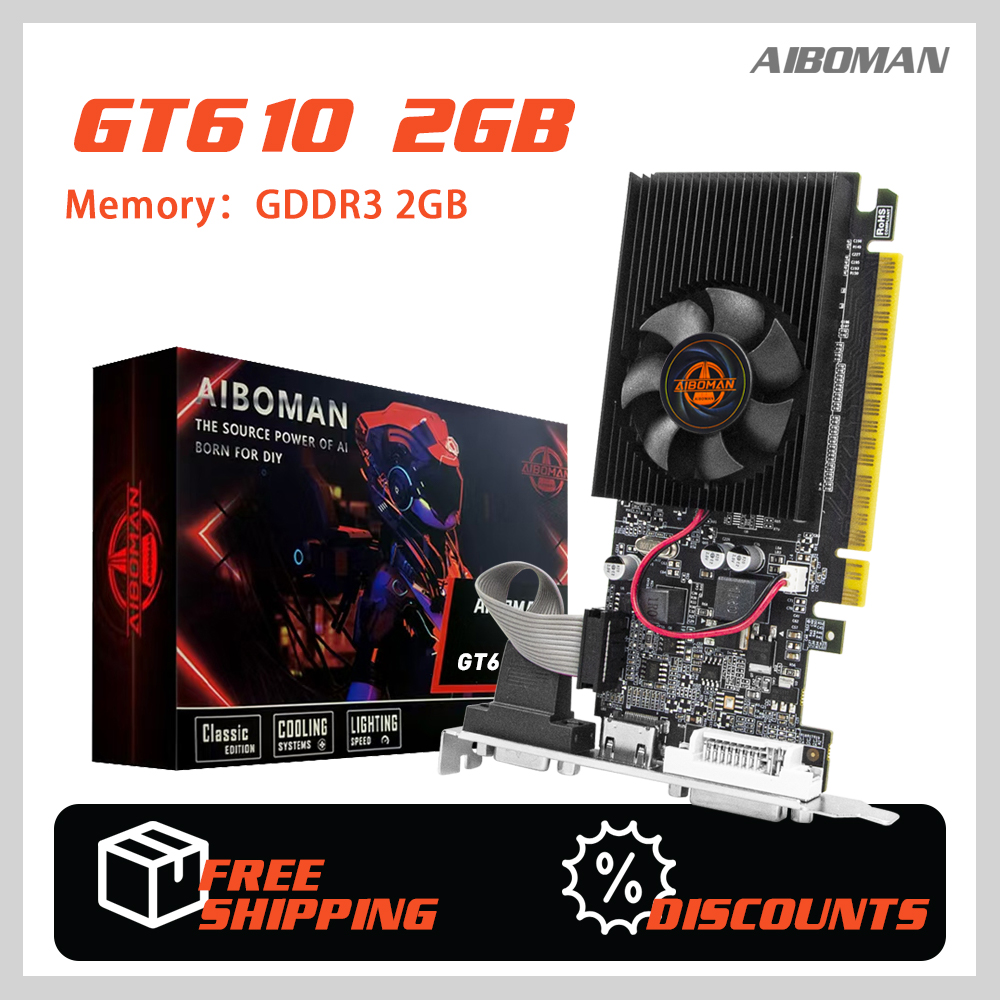 Aiboman gt610 2GB DDR3 ディスプレイカード 64bit VGA + HD + DVI PCI-E 2.0 GT 610