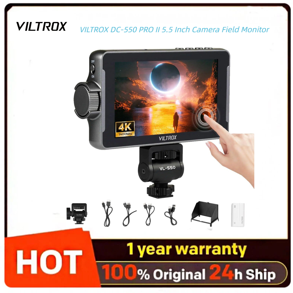VILTROX DC-550 PRO II 5.5インチ 1400Nits 高輝度カメラフィールドモニター 4K60Hz HDMI 2.0 3D LUT 波形ライブストリーミング Vlog 用