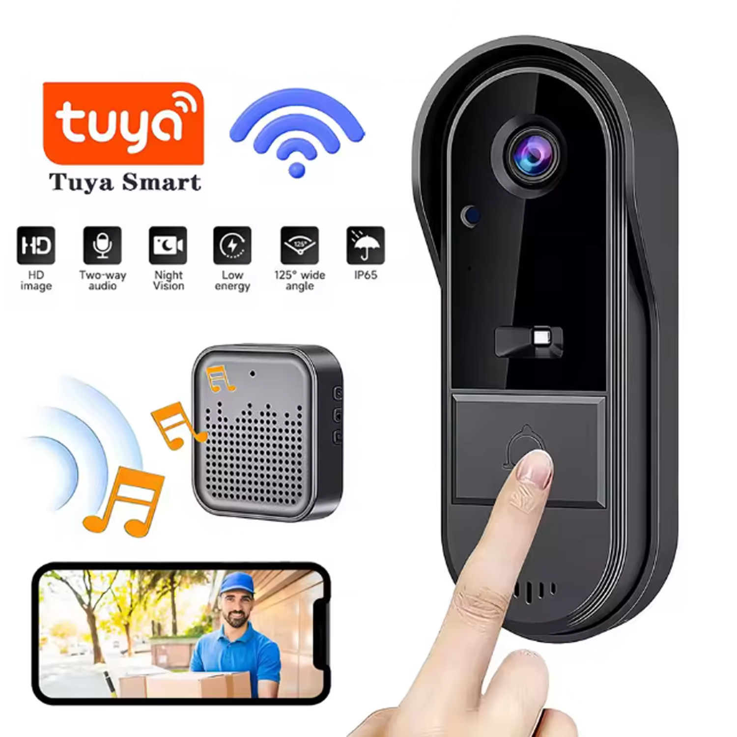 Tuya ドアベルカメラ Wifi ワイヤレス屋外ビデオアイドアベル防水カメラ双方向音声ナイトビジョンインターホンモニター