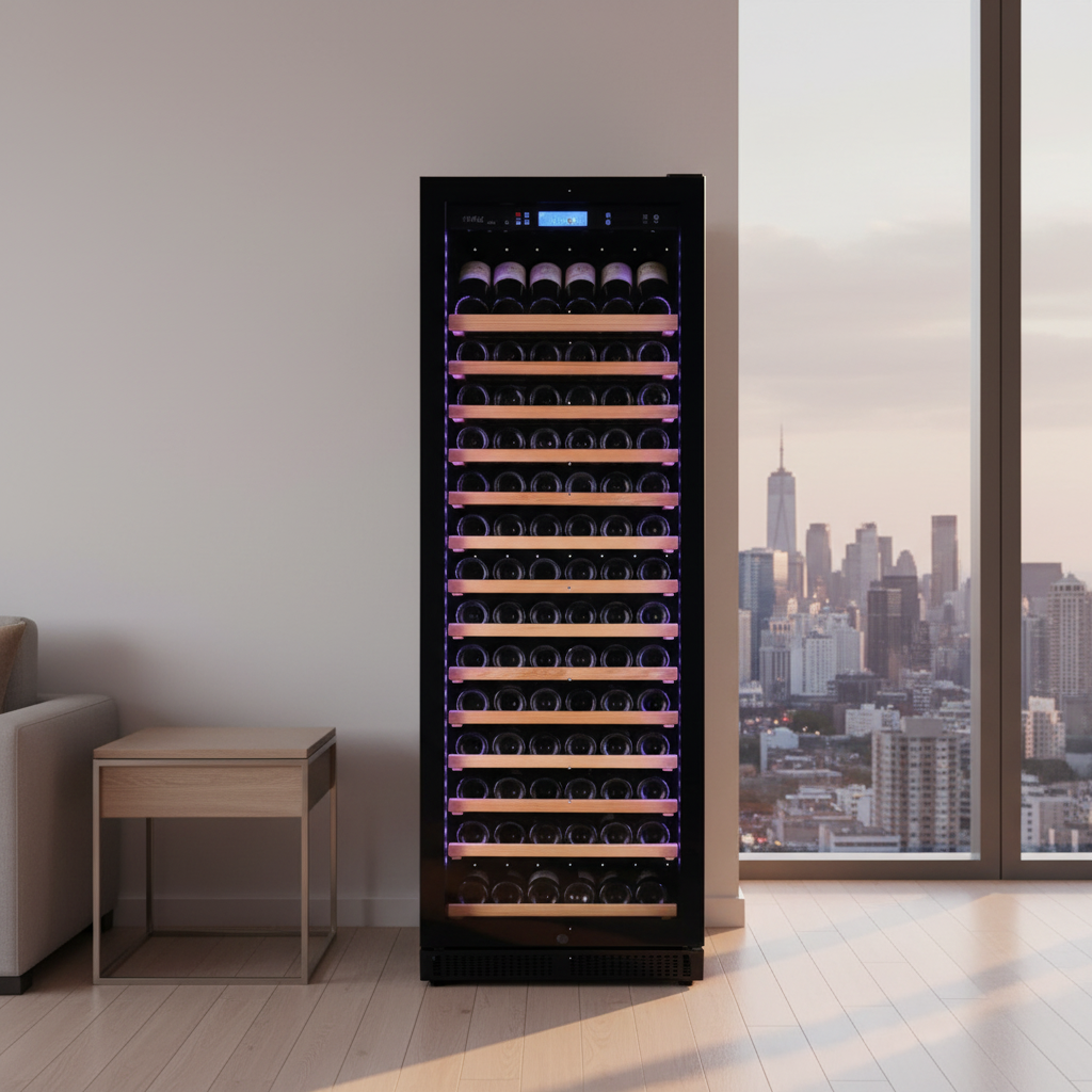 168 ボトル 430L コンプレッサー冷却シングルゾーンワインチラーワインキャビネットクーラーバー冷蔵庫ワインシガーキャビネット